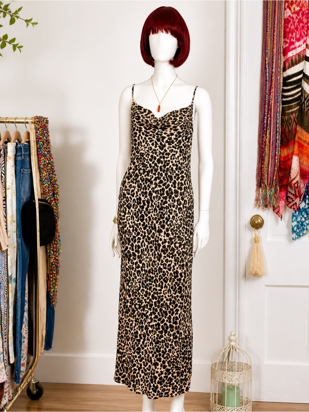 Anthropologie Elyse Leopard Slip Dress 🐆✨